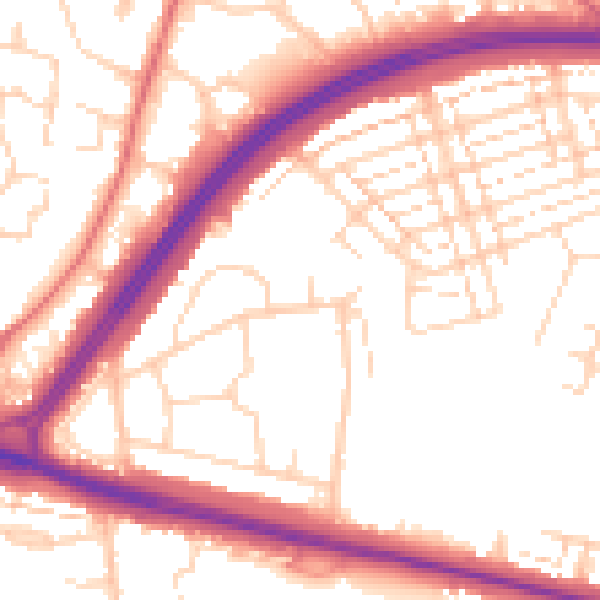 Daytime road noise heatmap for WD25 0AT