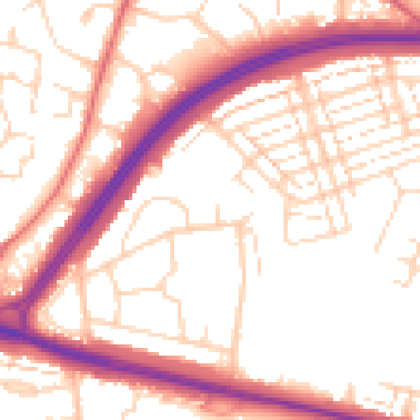 Daytime road noise heatmap for WD25 0AU