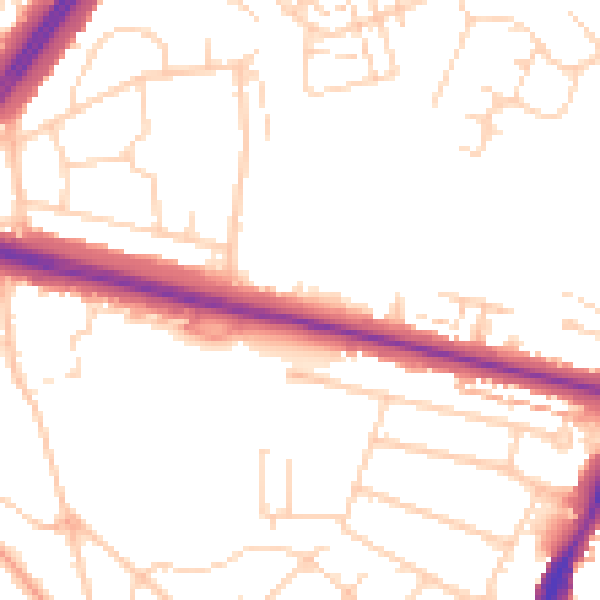 Daytime road noise heatmap for WD25 0AW
