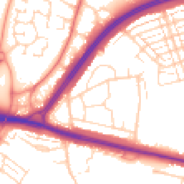Daytime road noise heatmap for WD25 0AZ