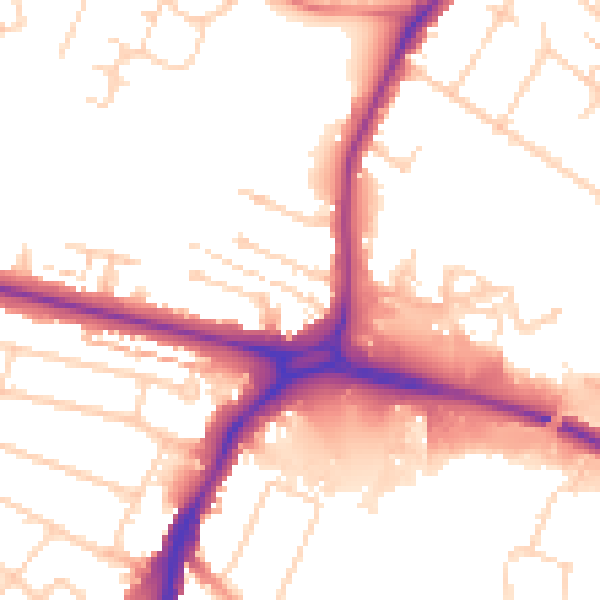 Daytime road noise heatmap for WD25 0BB