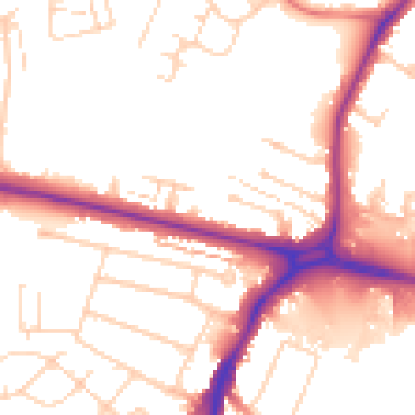 Daytime road noise heatmap for WD25 0BD