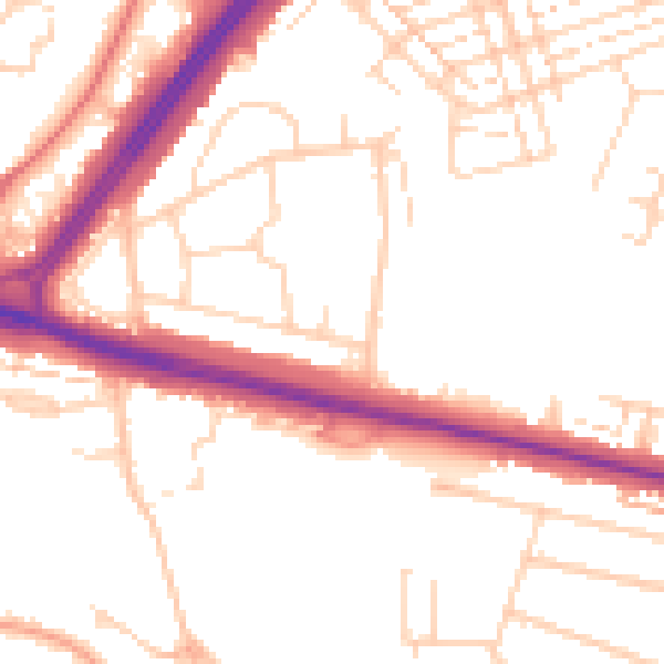 Daytime road noise heatmap for WD25 0BH