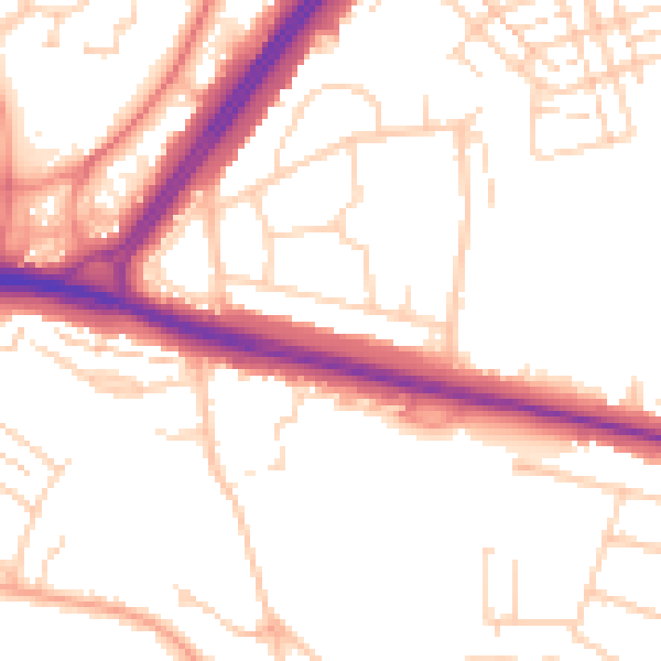 Daytime road noise heatmap for WD25 0BL