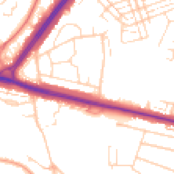 Daytime road noise heatmap for WD25 0BP