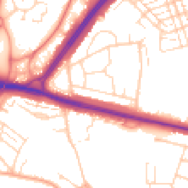 Daytime road noise heatmap for WD25 0BS