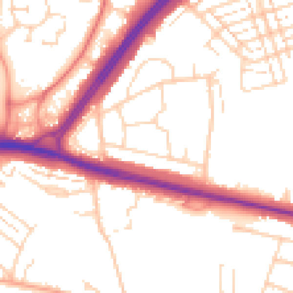 Daytime road noise heatmap for WD25 0BU