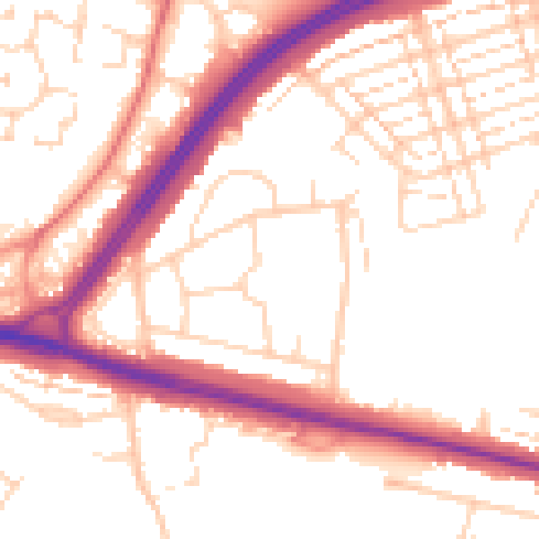 Daytime road noise heatmap for WD25 0BX