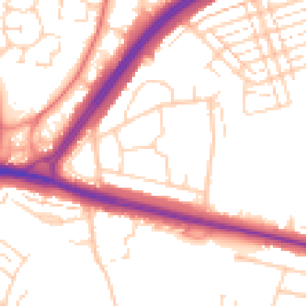 Daytime road noise heatmap for WD25 0BY