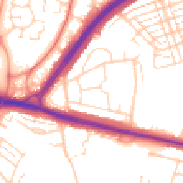 Daytime road noise heatmap for WD25 0BZ