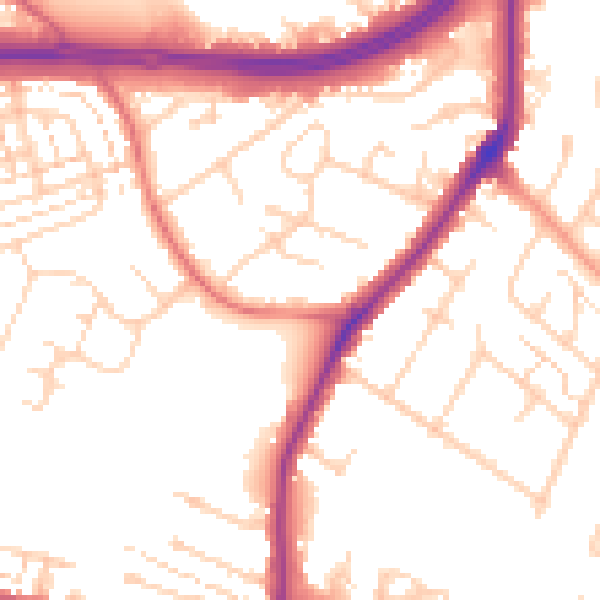 Daytime road noise heatmap for WD25 0DD