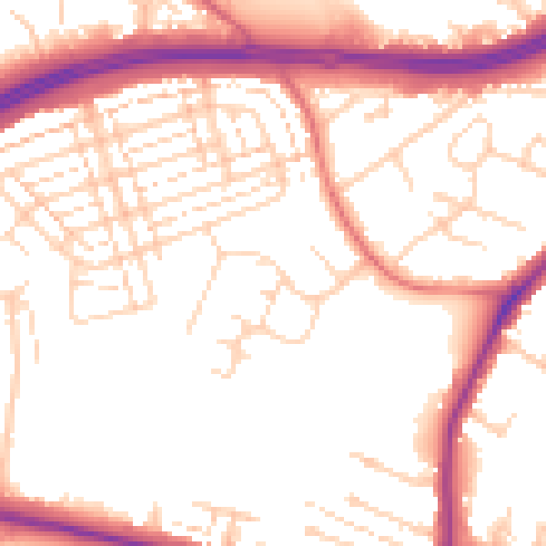 Daytime road noise heatmap for WD25 0DE