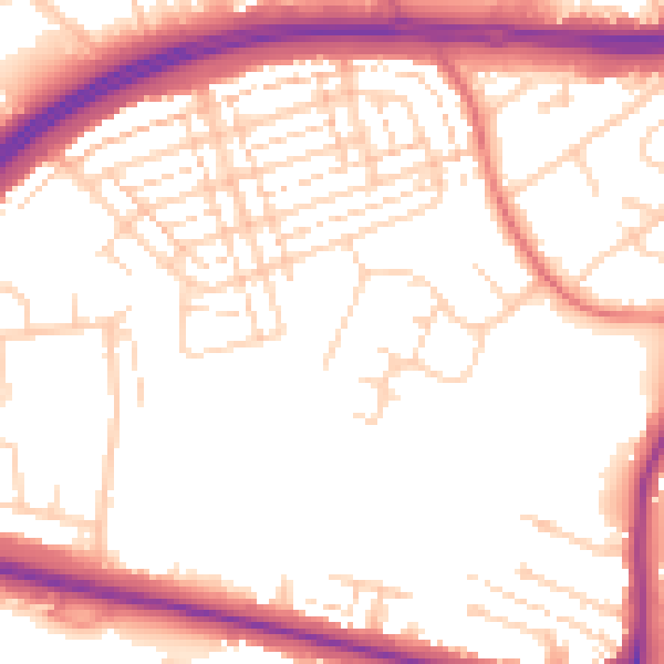 Daytime road noise heatmap for WD25 0DF