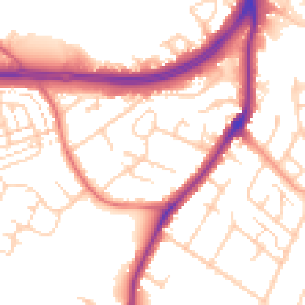 Daytime road noise heatmap for WD25 0DL