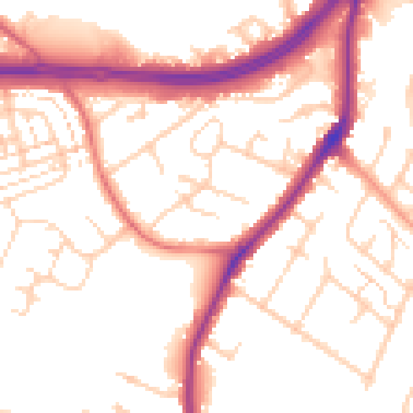 Daytime road noise heatmap for WD25 0DN