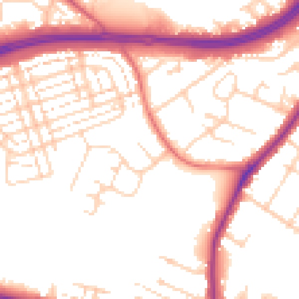 Daytime road noise heatmap for WD25 0DR