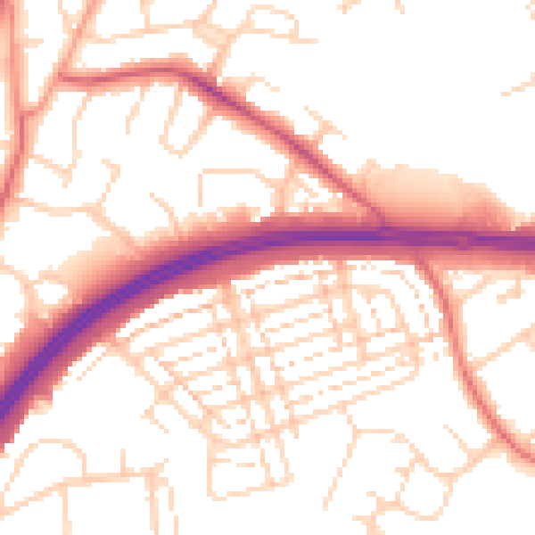 Daytime road noise heatmap for WD25 0EL