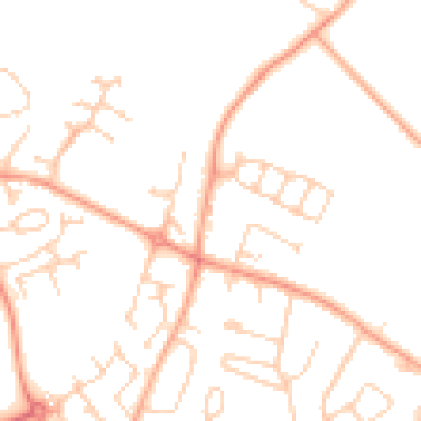 Daytime road noise heatmap for WD25 0GD