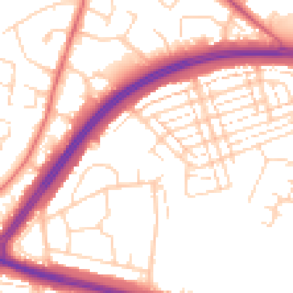 Daytime road noise heatmap for WD25 0HF
