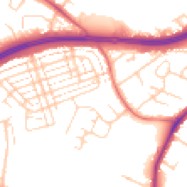 Daytime road noise heatmap for WD25 0HW