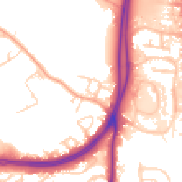 Daytime road noise heatmap for WD25 0LU