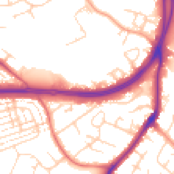 Daytime road noise heatmap for WD25 0NF