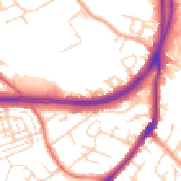 Daytime road noise heatmap for WD25 0NG
