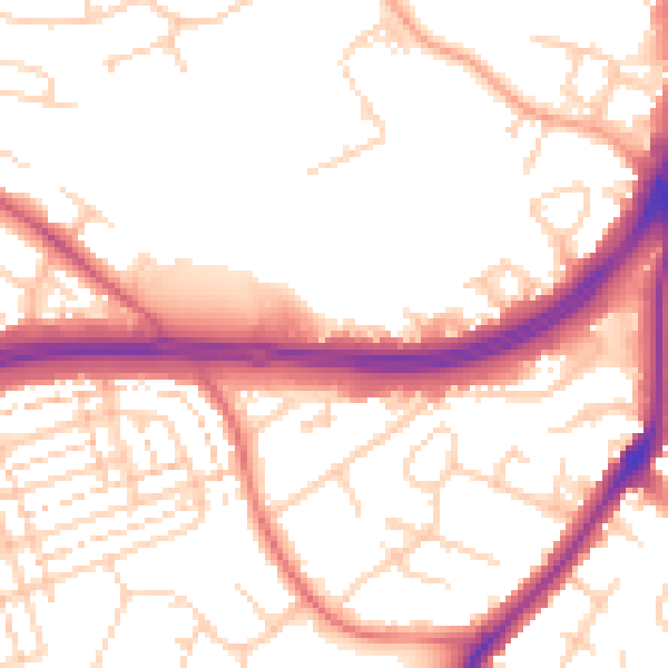 Daytime road noise heatmap for WD25 0NP