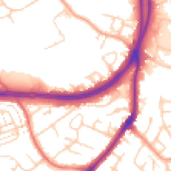 Daytime road noise heatmap for WD25 0NQ