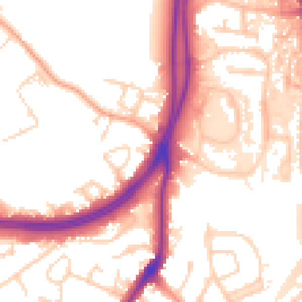 Daytime road noise heatmap for WD25 0RN