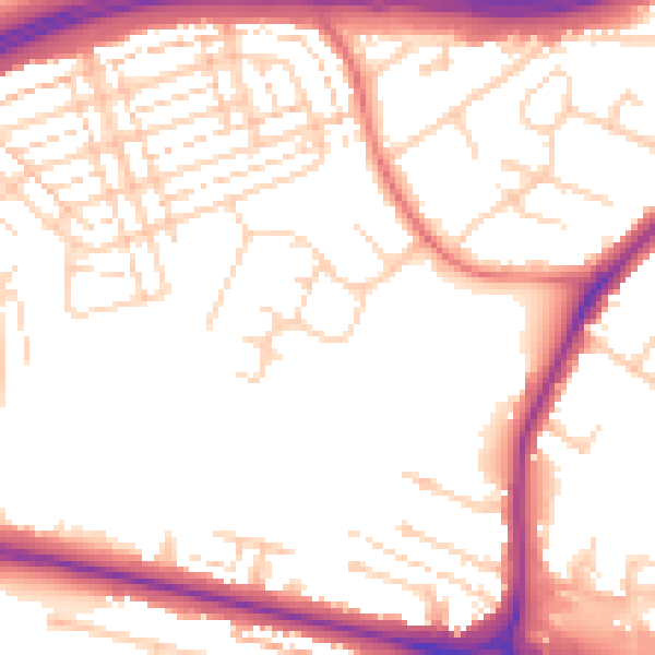 Daytime road noise heatmap for WD25 0RR