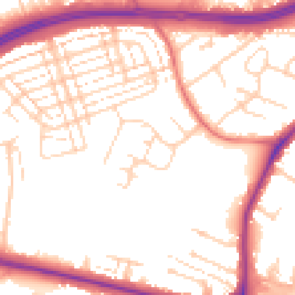 Daytime road noise heatmap for WD25 0RS