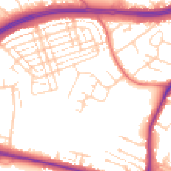 Daytime road noise heatmap for WD25 0RT