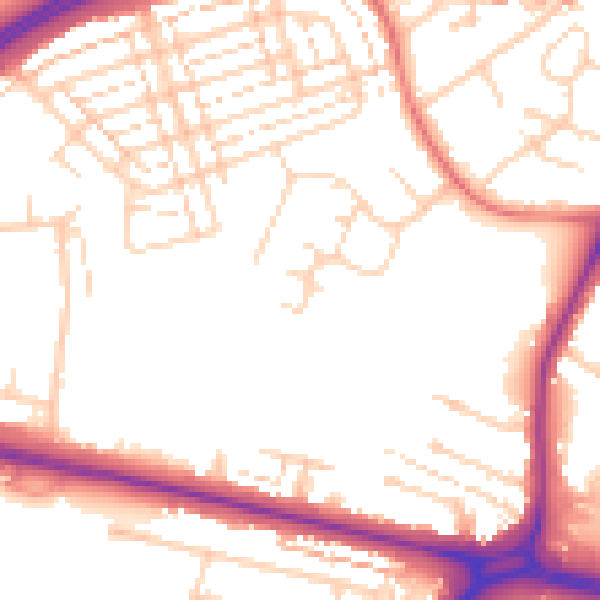 Daytime road noise heatmap for WD25 0RU