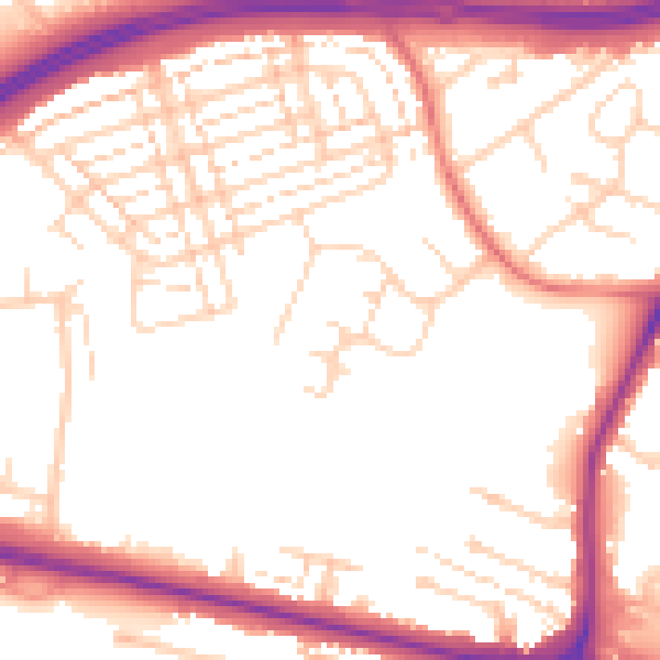 Daytime road noise heatmap for WD25 0RW