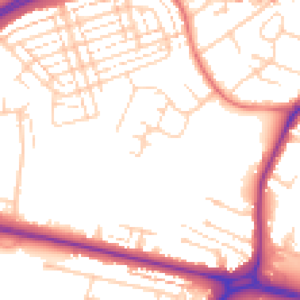 Daytime road noise heatmap for WD25 0RY