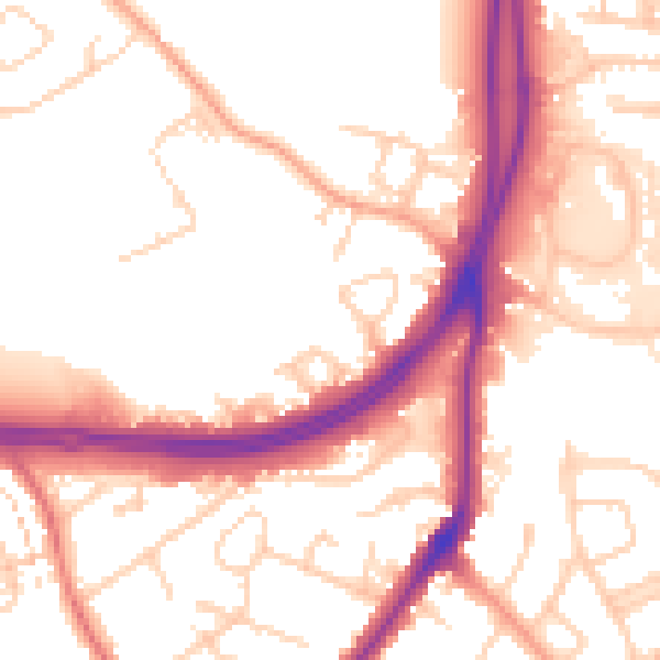 Daytime road noise heatmap for WD25 0TA
