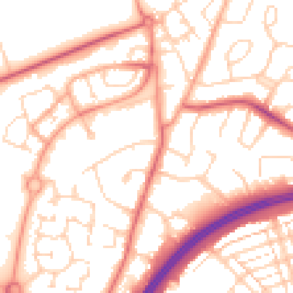 Daytime road noise heatmap for WD25 7BB
