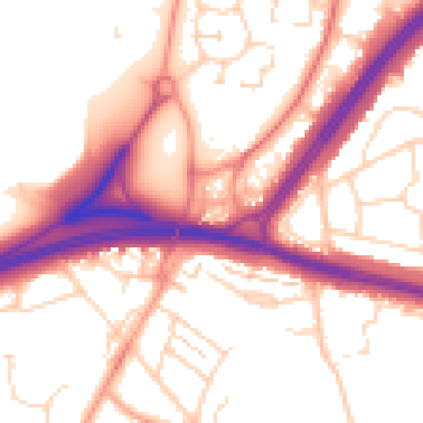 Daytime road noise heatmap for WD25 7BL
