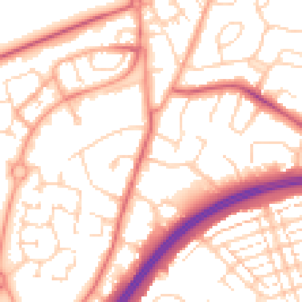Daytime road noise heatmap for WD25 7BP