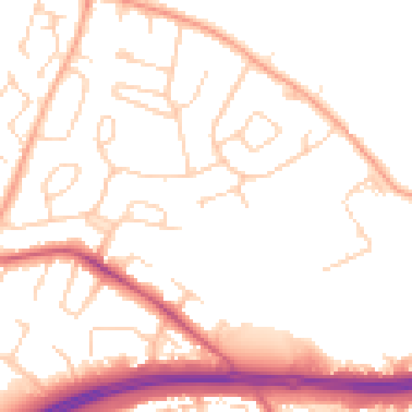 Daytime road noise heatmap for WD25 7BZ
