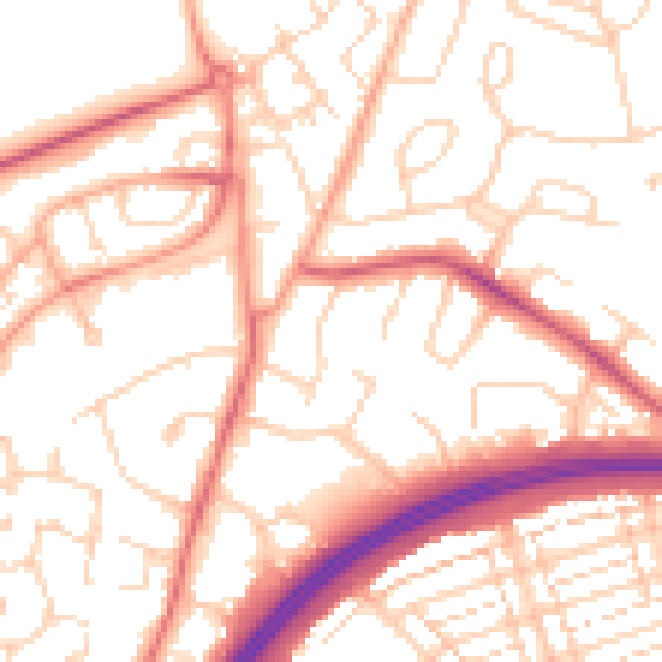 Daytime road noise heatmap for WD25 7DN
