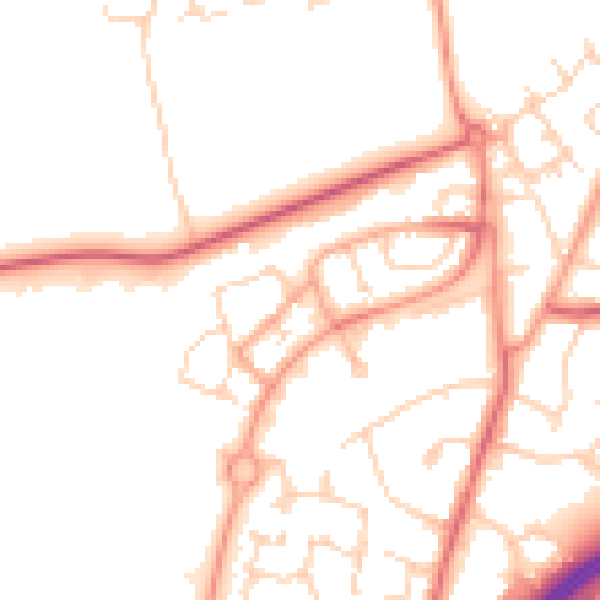 Daytime road noise heatmap for WD25 7DY