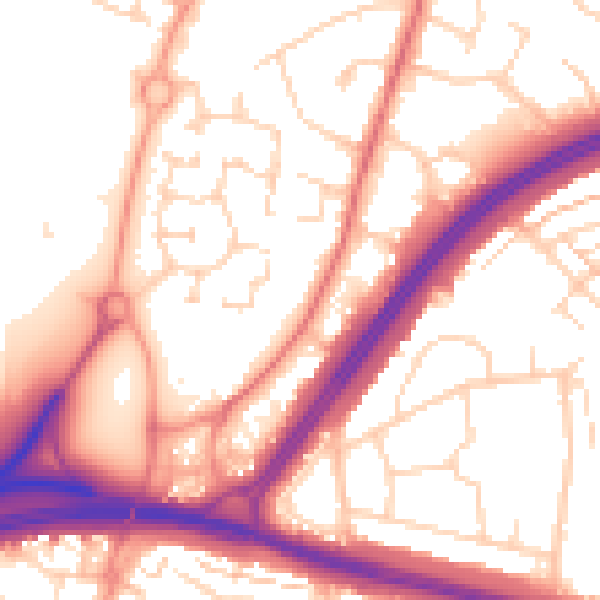 Daytime road noise heatmap for WD25 7FD