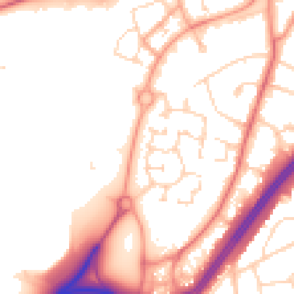 Daytime road noise heatmap for WD25 7GB