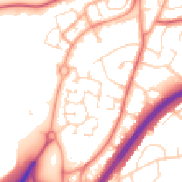 Daytime road noise heatmap for WD25 7GJ