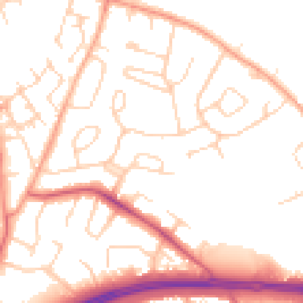 Daytime road noise heatmap for WD25 7HA