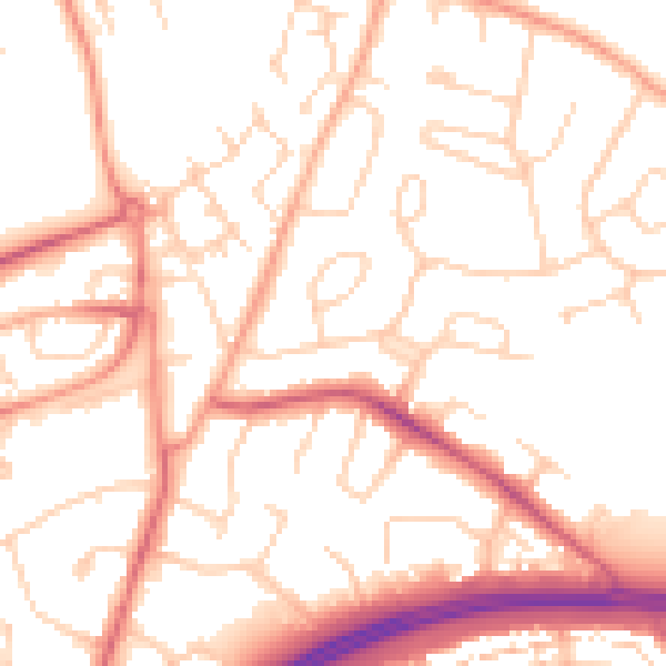 Daytime road noise heatmap for WD25 7HE