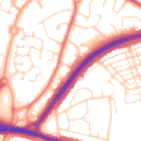 Daytime road noise heatmap for WD25 7LN
