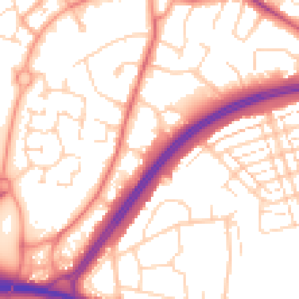 Daytime road noise heatmap for WD25 7LY
